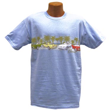 Camaro Light Blue Palms Men's Cotton Tee Shirt Medium -