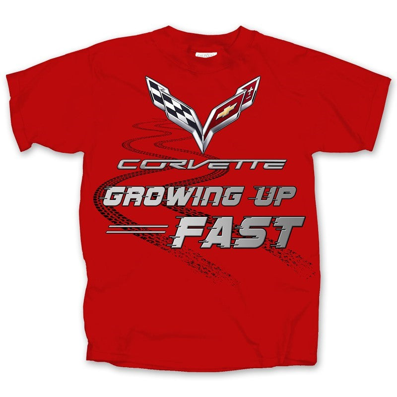 Corvette Growing Up Fast Youth Tee Shirt - Red : C7