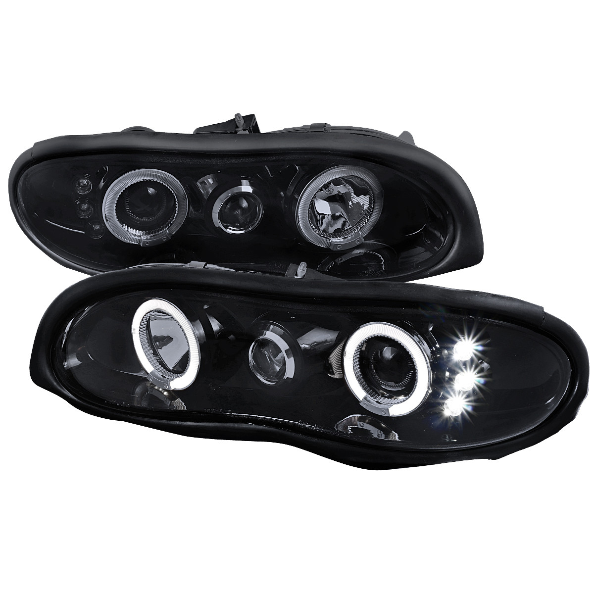 1998-2002 Chevrolet Camaro Dual Halo Projector Headlights (Glossy Black Housing/Smoked Lens)