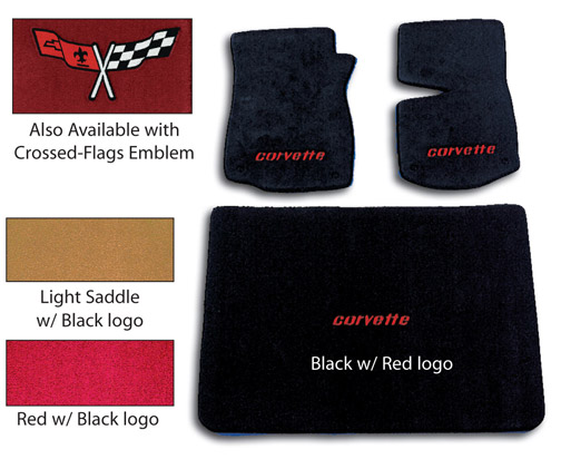 C4 Corvette Front Floor Mat Set - w/ Emblem : 1984 - 1996