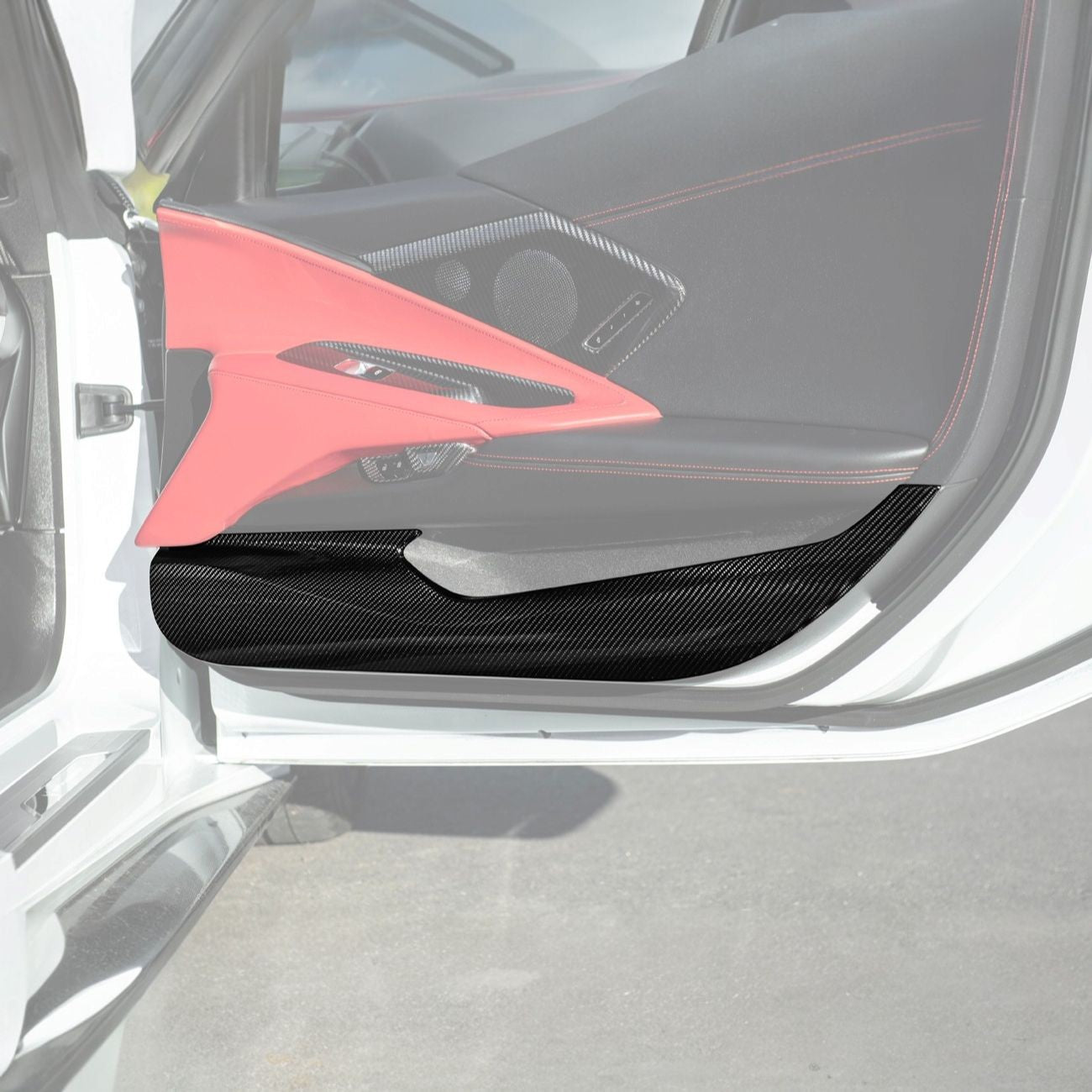 EOS C8 Corvette Dry Carbon Fiber Interior Front Lower Door Kick Panel Cover