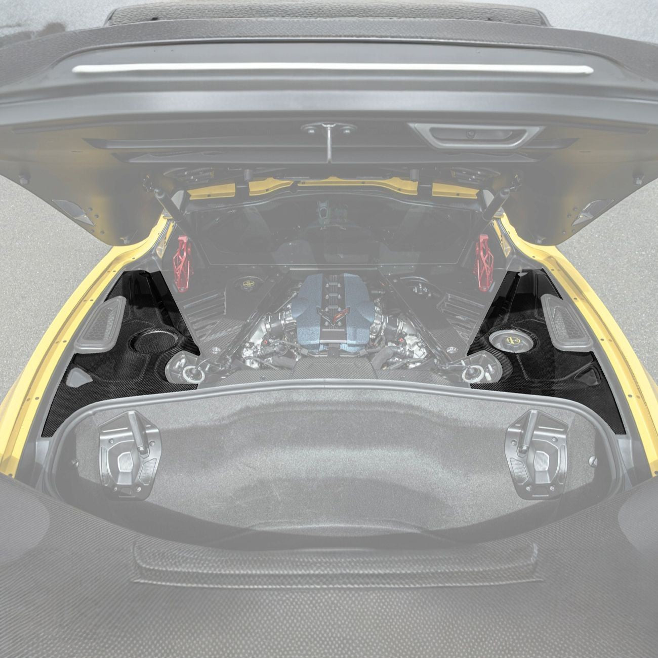 EOS C8 Corvette Carbon Fiber 3-Piece Rear Engine Bay Cover Overlay Panel Set