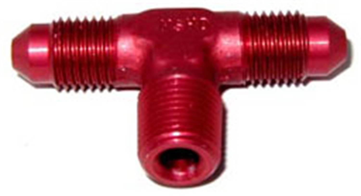 Fuel Hose Fitting, NOS Fittings NOS, FLARE TEE-3AN X 1/8NPT RED
