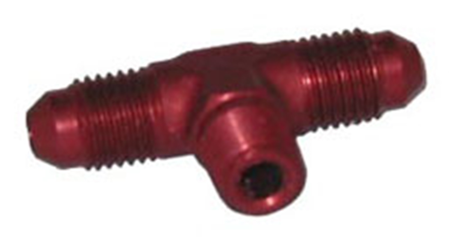 Fuel Hose Fitting, NOS Fittings NOS, FLARE TEE-4AN X 1/8NPT RED