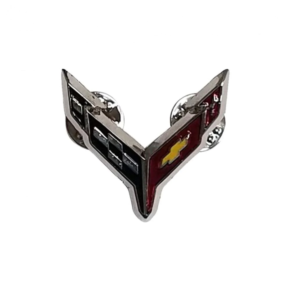C8 Corvette Flags Lapel Pin, Chrome