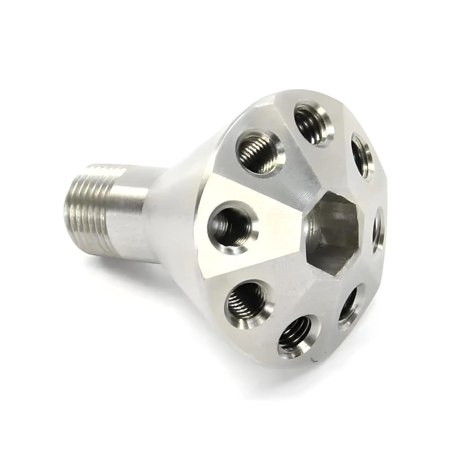 1 In 8 Out Showerhead Distribution Block 1/8 Inch NPT Inlet 10-32 Inch Outlets N