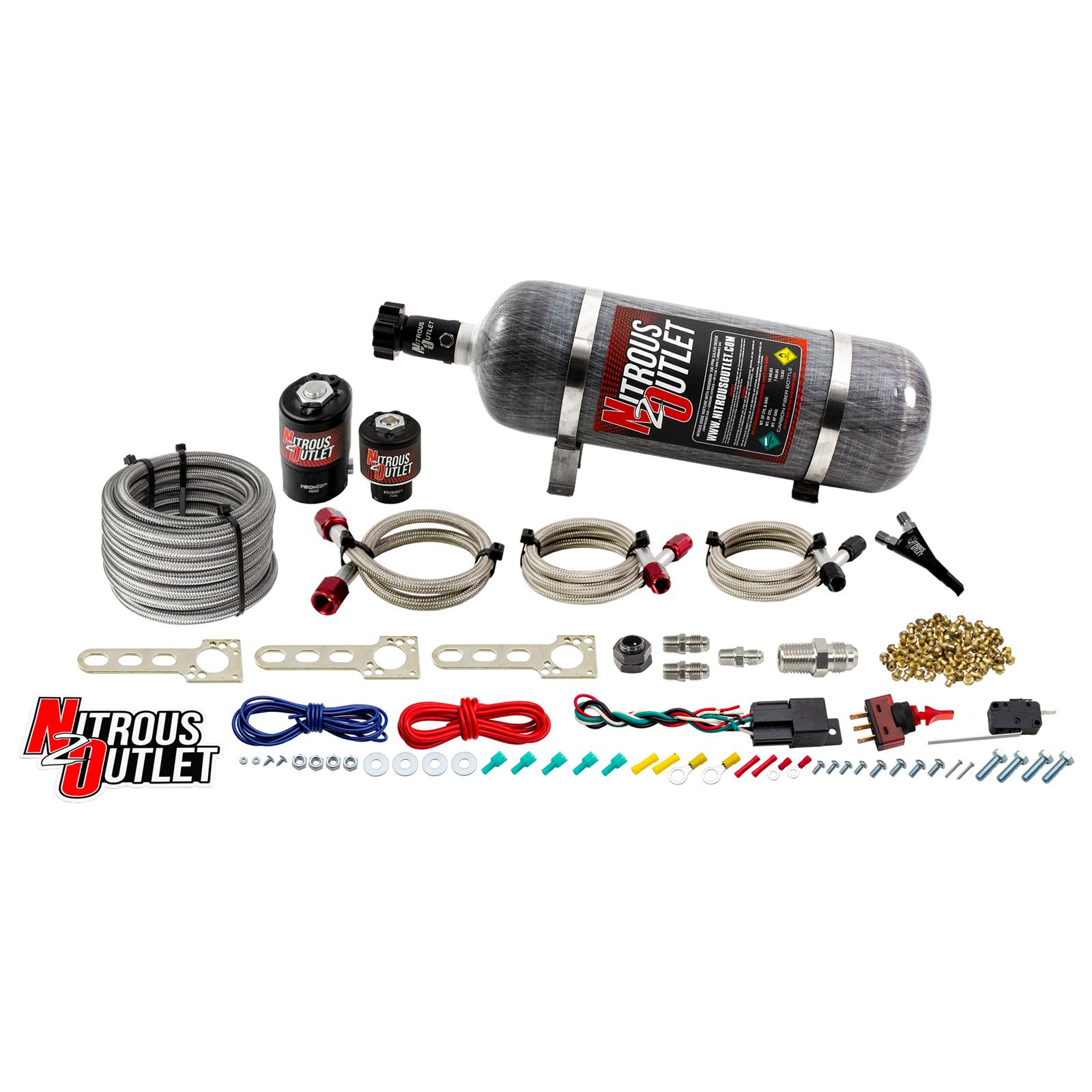 10-20 V6 Camaro EFI Single Nozzle System Gas/E85 5-55psi 35-200 HP 12lb Bottle N