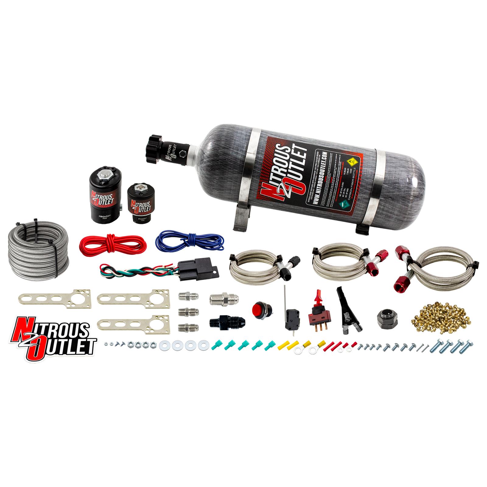 87-98 Mustang All EFI Single Nozzle System Gas/E85 5-55psi 35-200 HP 12lb Bottle