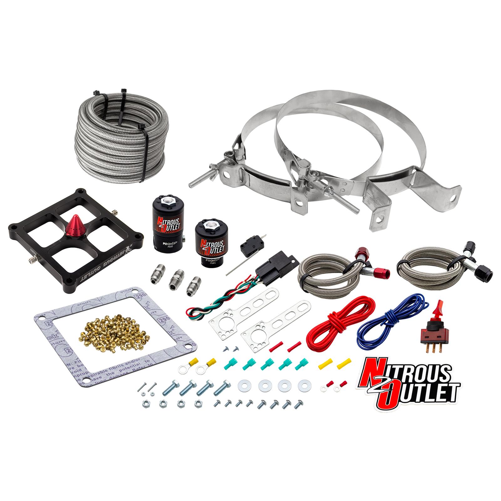 4500 Stinger 2 System Braided Hoses .122 Nitrous Solenoid .177 Fuel Solenoid Uni
