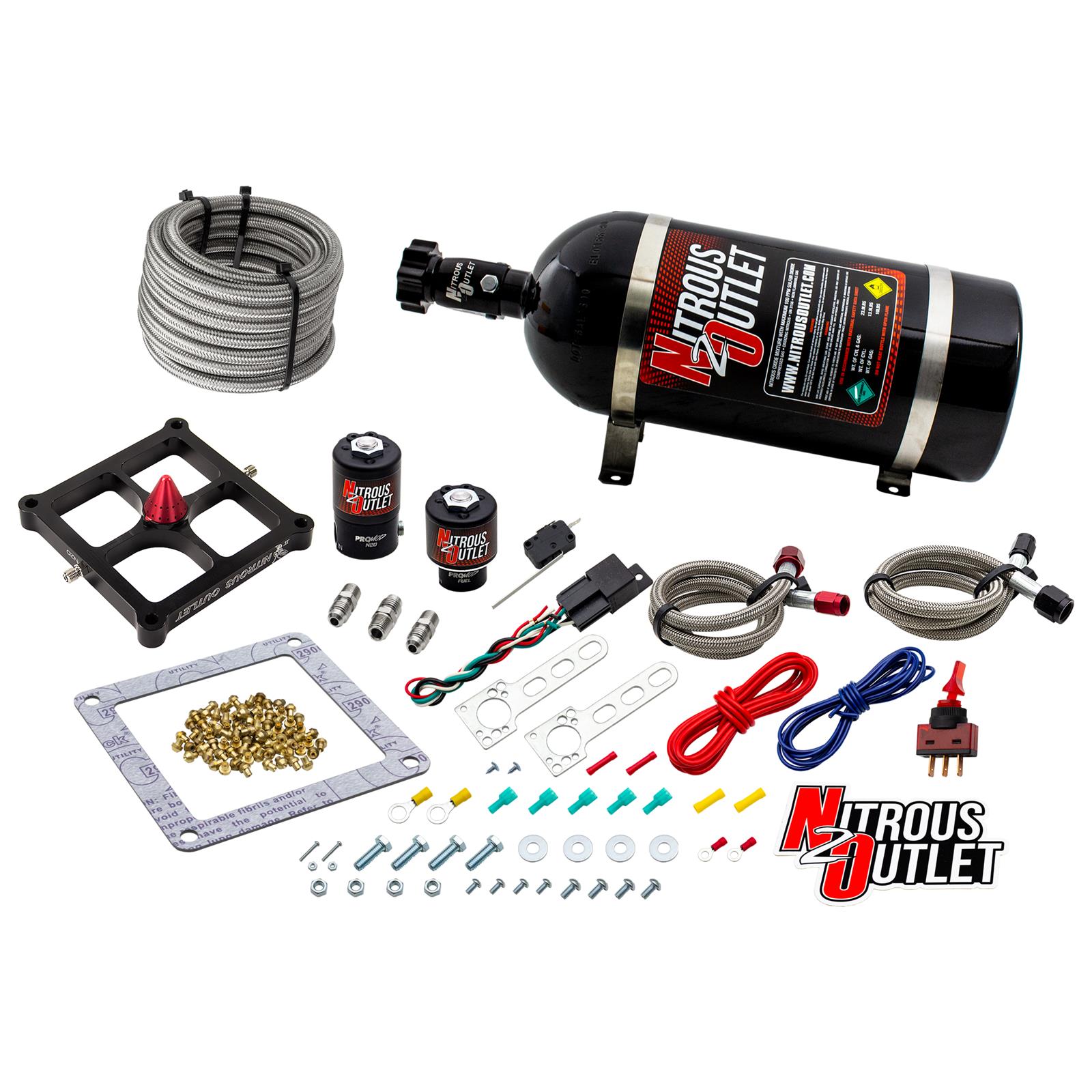 4500 Stinger 2 System Braided Hoses .122 Nitrous Solenoid .177 Fuel Solenoid Uni