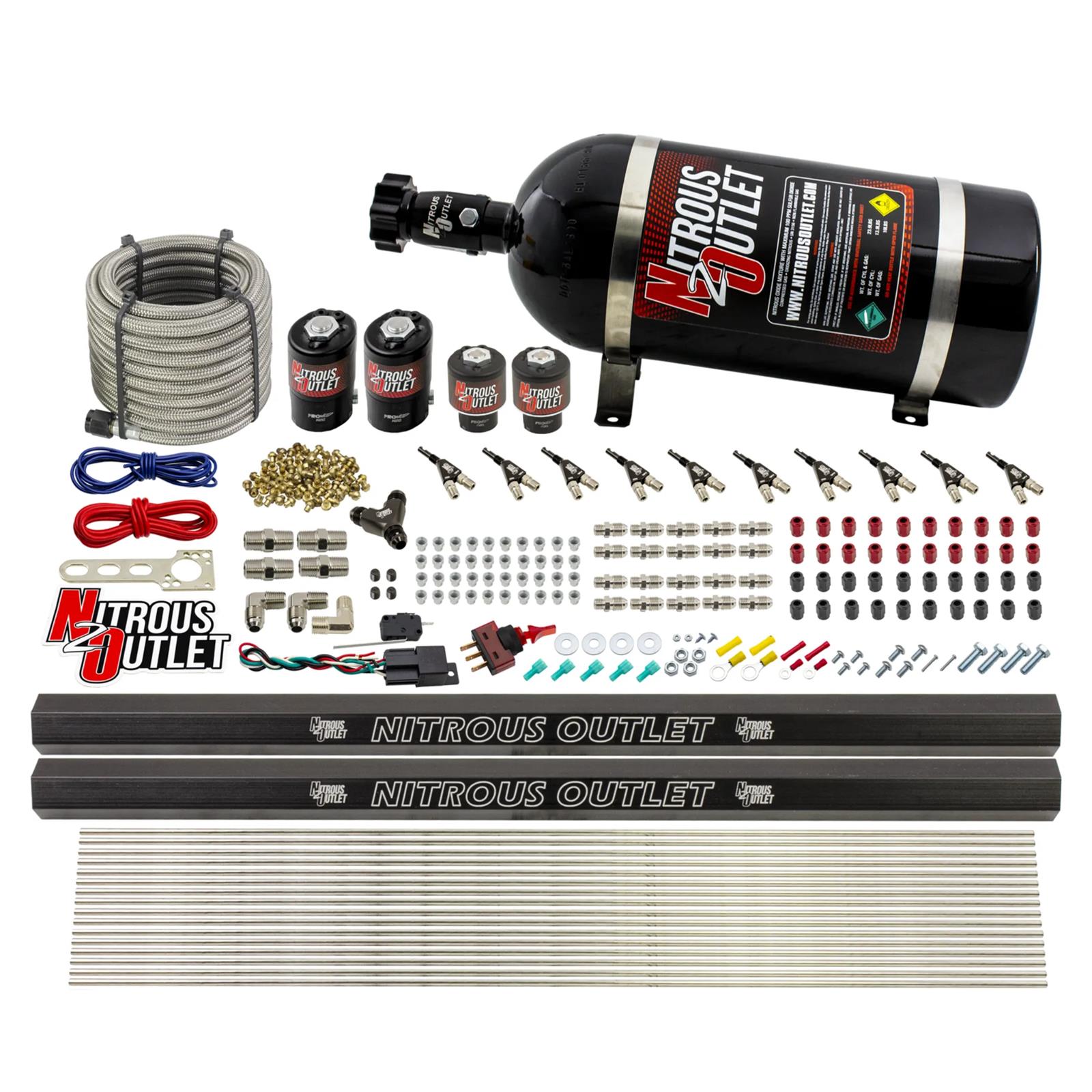 Nitrous Outlet 10 Cylinder Direct Port System - Two .122 Nitrous Solenoid/Two .3