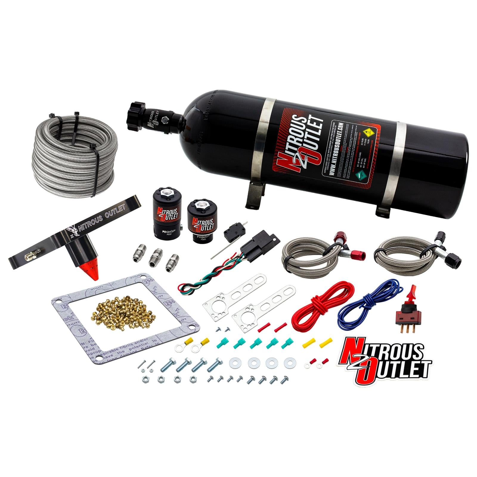 4500 Stinger 3 System Braided Hoses .122 Nitrous Solenoid .177 Fuel Solenoid Uni