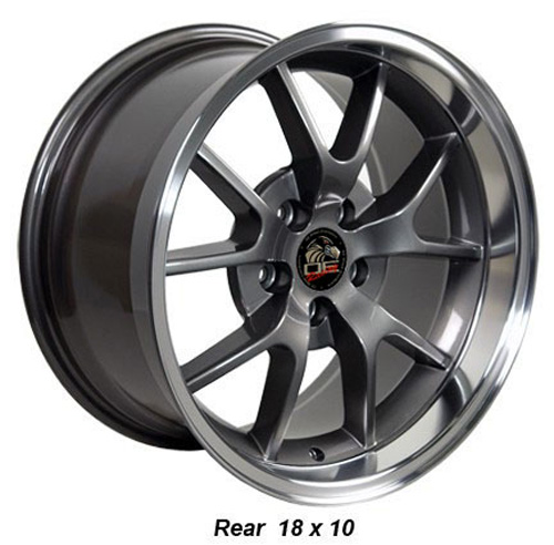 18" Replica Wheel fits Ford Mustang,  FR05B Machined Lip Anthracite 18x10