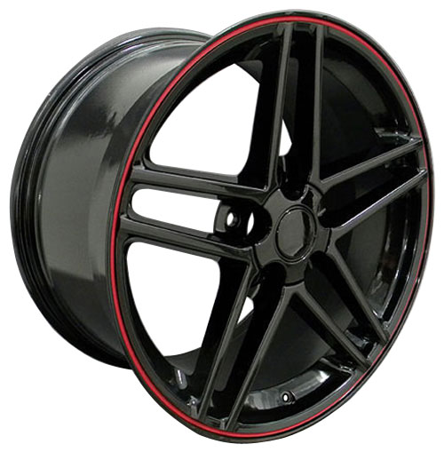 19" Fits Chevrolet,  Corvette C6 Z06 Wheel,  Black Red Band 19x10