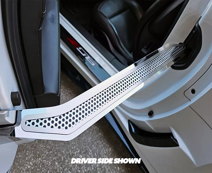 Corvette C7 Door Prop Stainless w/ Perforated Insert, Passenger Side Only