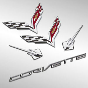 2014+ Corvette Stingray Exterior Badging, Emblems, Lettering, Flags, Chrome Finish