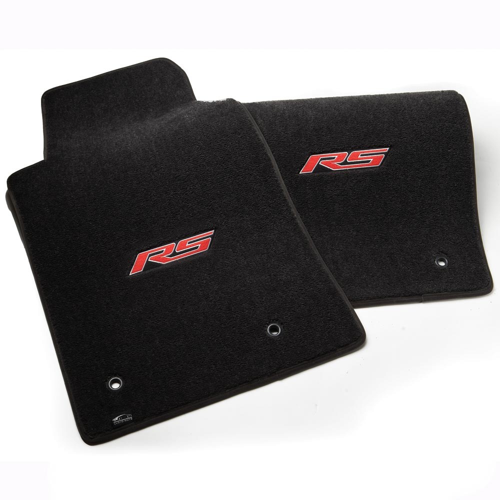Black Floor Mats 2010-2015 Camaro Embroidered Logo RS in yellow 4 pc set NEW