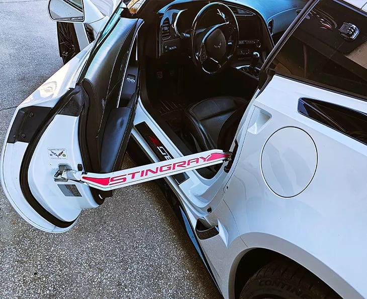 C7 Corvette Door Prop POLISHED/BRUSHED Stainless  'STINGRAY' w/ Carbon Fiber Inlay - Drivers Side ONLY