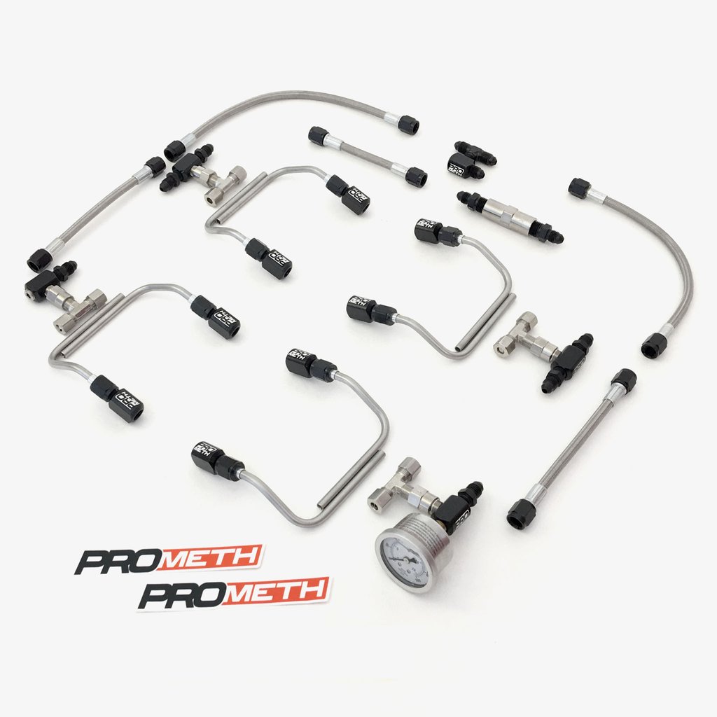 Universal V8 Engine Direct Port Methanol Injection Pre-Bent Hard Lines with Connectors, No Nozzels