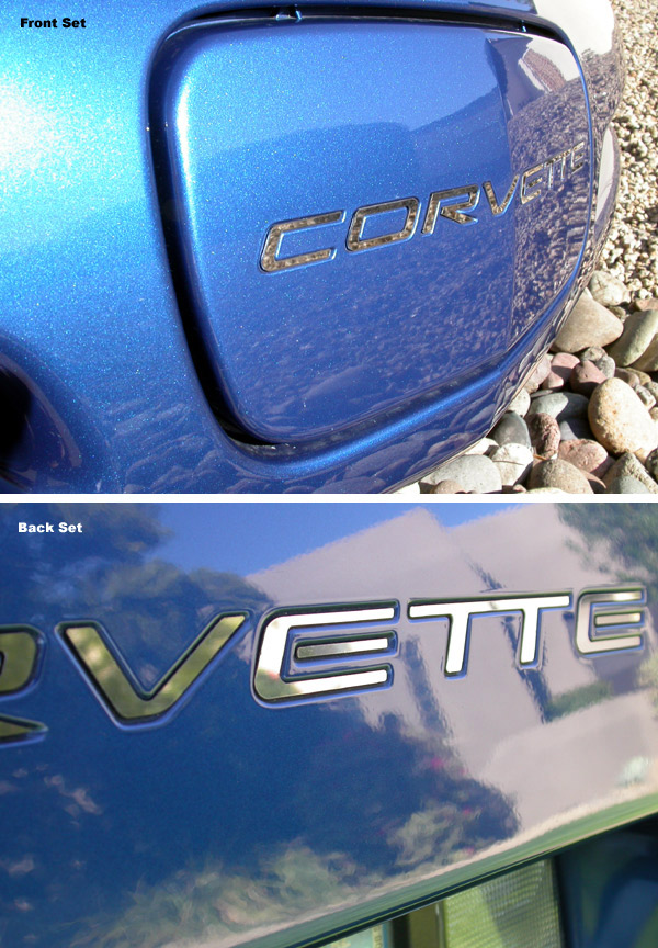 C5 Corvette Back Bumper Inserts Letters, Polished, Black or Gold