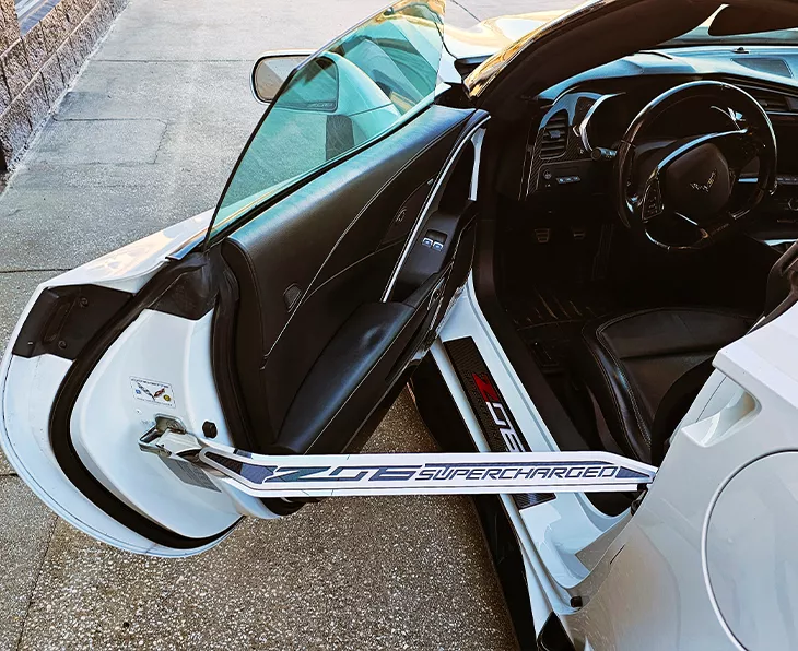 Corvette C7 Door Prop Stainless w/ Real Carbon Fiber Insert 'Z06 Supercharged',