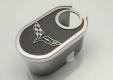 2009-2013 C6 Corvette, Master Cylinder Cover Crossed Flags w/cap cover 09-13, With Solid Black viny Carbon Fiber