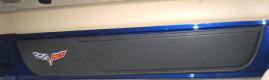 C6 Corvette Door Sill Plates - Leather with Embroidered Emblem