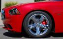 MGP Brake Caliper Cover, Mopar Script Logo, Aluminum, Red, Dodge Challenger/ Charger 2011-16, Set of 4