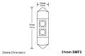 31mm SMF2 LED Bulb Warm White Pair Diode Dynamics