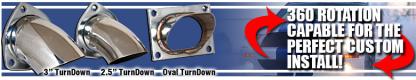 QTP OVAL Universal Turn Down Exhaust Pipe, Cut Out Extension